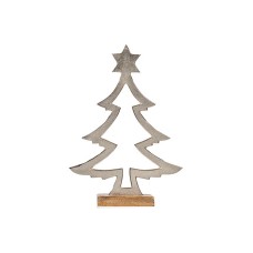 Christmas Tree Shape 4,6 x 39 x 27 cm Silver Metal Wood