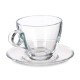 Taza con Plato Transparente Vidrio 170 ml (6 Unidades)