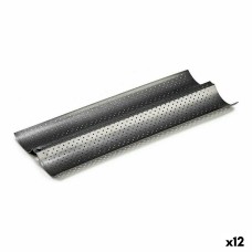 Molde para Baguettes Gris oscuro Metal Acero al carbono 16 x 2,5 x 38 cm Pan (12 Unidades)