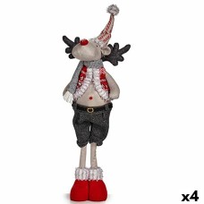 Figura Decorativa Reno de Navidad Rojo Gris Poliéster 13 x 65 x 18 cm (4 Unidades)