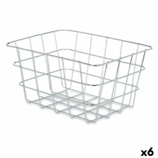 Cesta Multiusos Plateado Metal 24 x 12,5 x 18,5 cm Rectangular (6 Unidades)