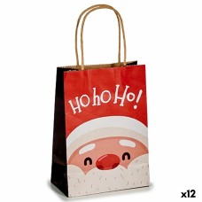 Bolsa de Papel Papá Noel Blanco Rojo 13,5 x 8 x 21 cm (12 Unidades)