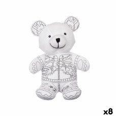 Peluche para Colorear Pincello ST339 Blanco Negro Tela 17 x 21 x 12 cm Oso (8 Unidades)