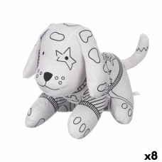 Peluche para Colorear Pincello ST341 Blanco Negro Tela 13 x 14 x 20 cm Perro (8 Unidades)