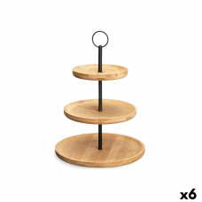 Frutero Kinvara KT225015-2 Negro Natural Metal Bambú 25 x 37 x 25 cm (6 Unidades)