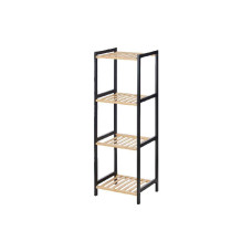 Estantería de Baño 35 x 30 x 100 cm Negro Natural Bambú Madera de pino
