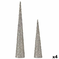 Set de Figuras Conos Lentejuelas Blanco Plástico (4 Unidades)