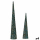 Set de Figuras Conos Lentejuelas Azul Dorado Plástico (4 Unidades)