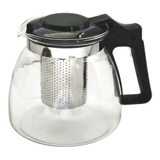 Tetera Negro Transparente Plateado Vidrio Plástico 900 ml