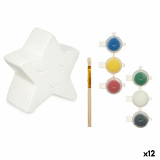 Hucha para Pintar Pincello 76642 Blanco 12,8 x 12,6 x 8,2 cm Estrella (12 Unidades)