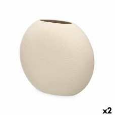 Jarrón Beige Cerámica 36 x 34 x 16 cm (2 Unidades) Circular