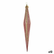 Set Adornos de Navidad Alargado Rosa Dorado PVC 3 x 3 x 18,5 cm (12 Unidades)