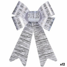 Lazo Adorno Navideño Plateado PVC 16 x 24 x 4 cm (12 Unidades)