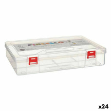 Caja Multiusos Pincello HB526 Rojo Transparente Plástico 29,5 x 6 x 20,5 cm (24 Unidades)