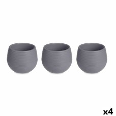 Set de Macetas Ibergarden ES0501102S3 Antracita Plástico 16,5 x 16,5 x 14,5 cm (4 Unidades)