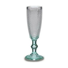 Copa de champán Vivalto PR05720ZD/BHA6 Transparente Turquesa Vidrio 185 ml Puntos (6 Unidades)