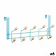 Perchero para Puertas Berilo W7912-10NB-BLUE Azul Madera Metal 35 x 17 x 15 cm (6 Unidades)