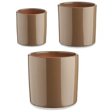 Set de Macetas Ibergarden CILINDRO-7006 Taupé Arcilla Cilindro Ø 14 cm Ø 22 cm Ø 17 cm 3 Piezas