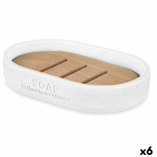 Jabonera Berilo B5456BC-4 - 455 Blanco Resina Bambú 12,5 x 2,5 x 8,5 cm (6 Unidades)