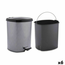 Papelera con Pedal Berilo D004-2 Gris oscuro Plástico 6 L (6 Unidades)