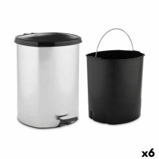 Papelera con Pedal Berilo D003-1 Plateado Plástico 11 L (6 Unidades)