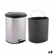 Papelera con Pedal Berilo D004-1 Plateado Plástico 6 L (6 Unidades)