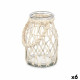 Portavelas Bote Blanco Transparente Vidrio Cuerda 14 x 21 cm (6 Unidades)