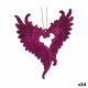 Adorno Navideño Alas de Ángel Fucsia Plástico Purpurina 12 x 13 x 2,5 cm (24 Unidades)
