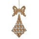 Adorno Navideño Lazo Rombos Champagne Plástico Purpurina 7,5 x 1 x 15,5 cm (24 Unidades)
