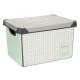 Caja de Almacenaje con Tapa Kipit Home Gris Plástico Cuadriculado 17 L 28 x 22 x 37 cm (12 Unidades)