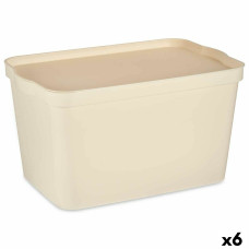 Caja de Almacenaje con Tapa Kipit TP596-3 Crema Plástico 24 L 29,3 x 24,5 x 45 cm (6 Unidades)
