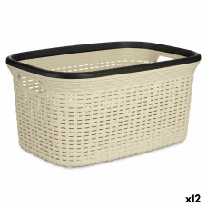 Cesto para la Ropa Kipit TP7001-1 Crema Plástico 36 L 36 x 25,5 x 52,5 cm (12 Unidades)
