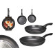 Set of pans Kinvara 3 Black Aluminium Bakelite 22,5 X 4,3 cm 26,4 x 4,7 cm (6 Units)