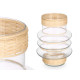 Portavelas SG-29857 Transparente Natural Vidrio Ratán 18 x 24 x 18 cm (6 Unidades)