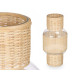 Candleholder SG-29652 Transparent Natural Glass Rattan 18 x 38 x 18 cm (4 Units)