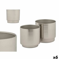 Set de Macetas 40055-S Plateado Hierro 18 x 16,5 x 18 cm 16 x 15,5 x 16 cm (6 Unidades)