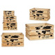 Set of decorative boxes YY182102C8 Black Natural Wood (4 Units)