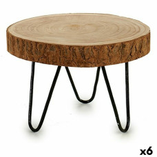 Mesa auxiliar 28 x 28 x 20 cm Marrón Acero Madera de Paulonia (6 Unidades)