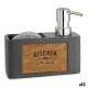 Dispensador de Jabón 2 en 1 para Fregadero Kinvara B5625B-A Marrón Gris Poliresina 15 x 13 x 6 cm (12 Unidades)