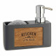 Dispensador de Jabón 2 en 1 para Fregadero Kinvara B5625B-A Marrón Gris Poliresina 15 x 13 x 6 cm (12 Unidades)