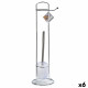 Portarrollos de Papel Higiénico con Soporte para Escobilla Berilo W2930A Blanco Plateado Metal 16,5 x 59 x 16,5 cm (6 Unidades)