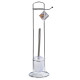 Portarrollos de Papel Higiénico con Soporte para Escobilla Berilo W2930A Blanco Plateado Metal 16,5 x 59 x 16,5 cm (6 Unidades)