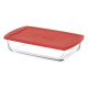 Fiambrera Pasabahce Borcam Rojo Transparente Vidrio de Borosilicato 1,3 L (4 Unidades)