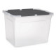 Caja de Almacenaje con Tapa Kipit 87953 Transparente Antracita Plástico 48 L (6 Unidades)