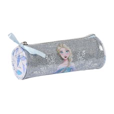 Cylindrical School Case Frozen Memories Silver Lilac (20 x 7 x 7 cm)