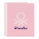 Ring binder Benetton Vichy Pink A4 (27 x 33 x 6 cm)