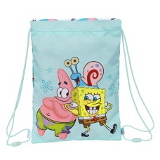 Bolsa Mochila con Cuerdas Spongebob Stay positive Azul Blanco (26 x 34 x 1 cm)