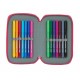 Double Pencil Case BlackFit8 M854 Pink 28 Pieces 12.5 x 19.5 x 4 cm