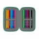 Double Pencil Case BlackFit8 M854 Turquoise 28 Pieces 12.5 x 19.5 x 4 cm