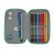 Double Pencil Case BlackFit8 M854 Turquoise 28 Pieces 12.5 x 19.5 x 4 cm